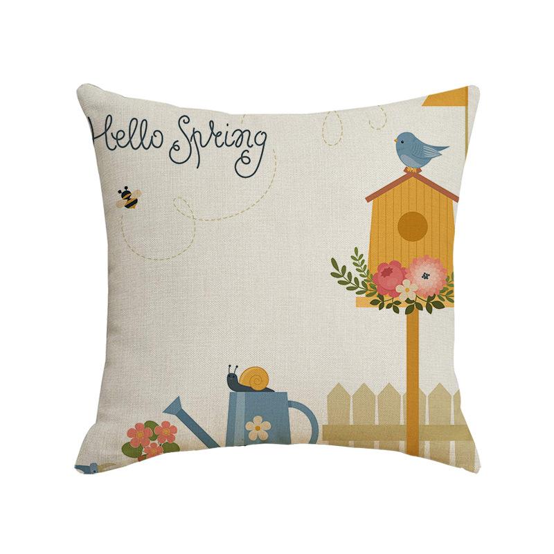 

New Home Products Spring Plant Flowers Linen Pillowcase Sofa Digital Printing Cushion Pillowcase Linen 45 * 45cm