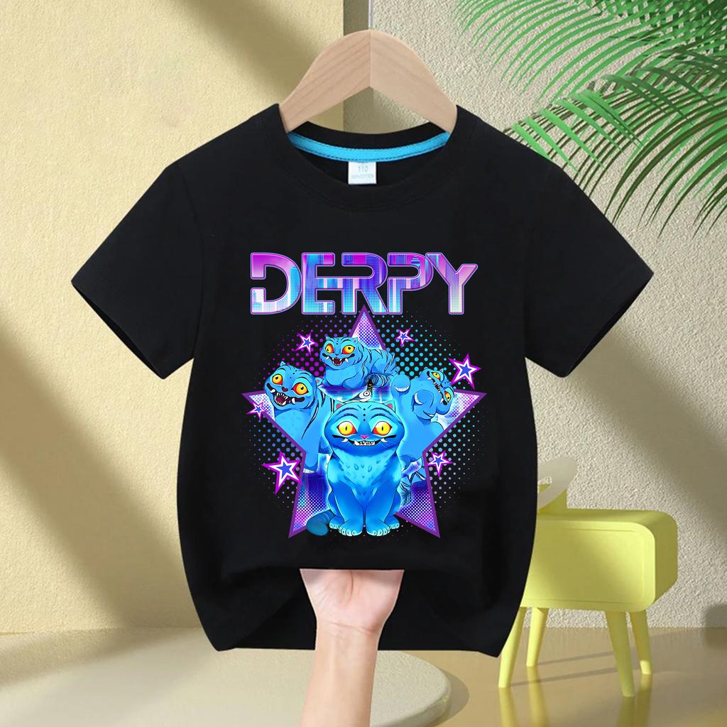 KPop Dämonenjäger Derpy Tiger Damen T-Shirt Druck Mode Lässige Oberteile Rundhals Cartoon T-Shirt Lässige Kleidung