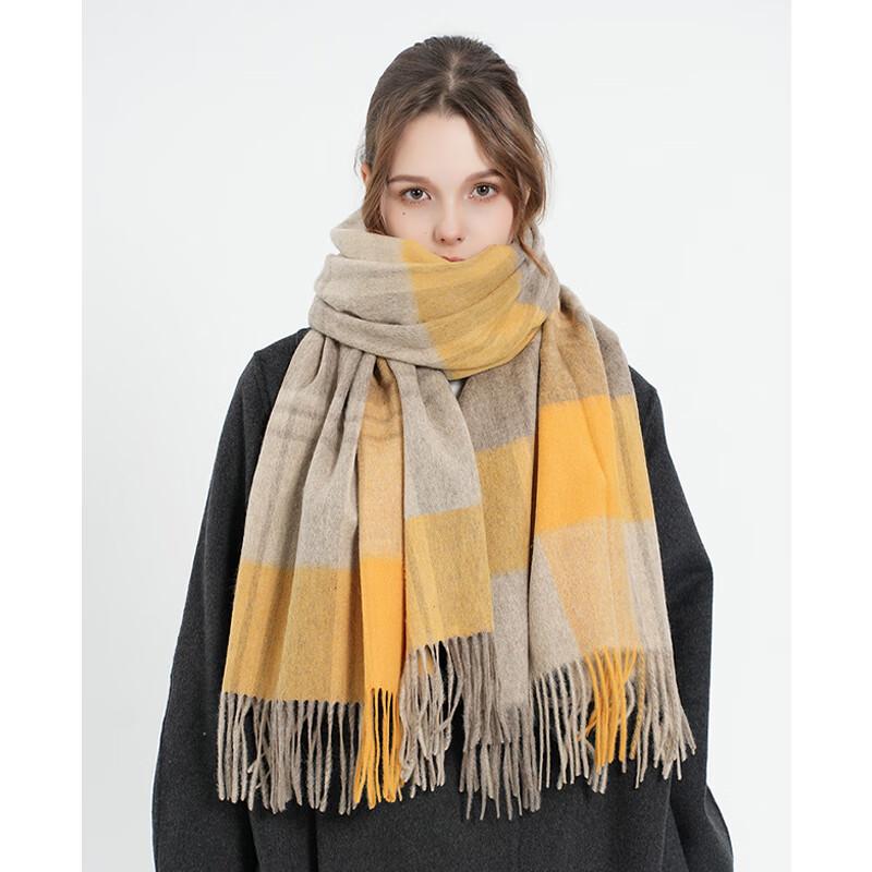 VICTORIA&VERA Maillard Style Plaid Tassel Scarf