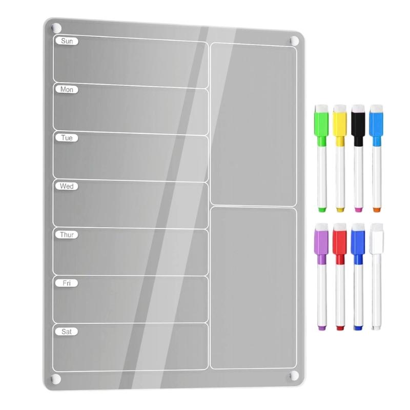 

Pack of Reusable Whiteboard with Colorful Dry Erases Markers for Kitchen Menu Planning and Daily Schedule Management 1