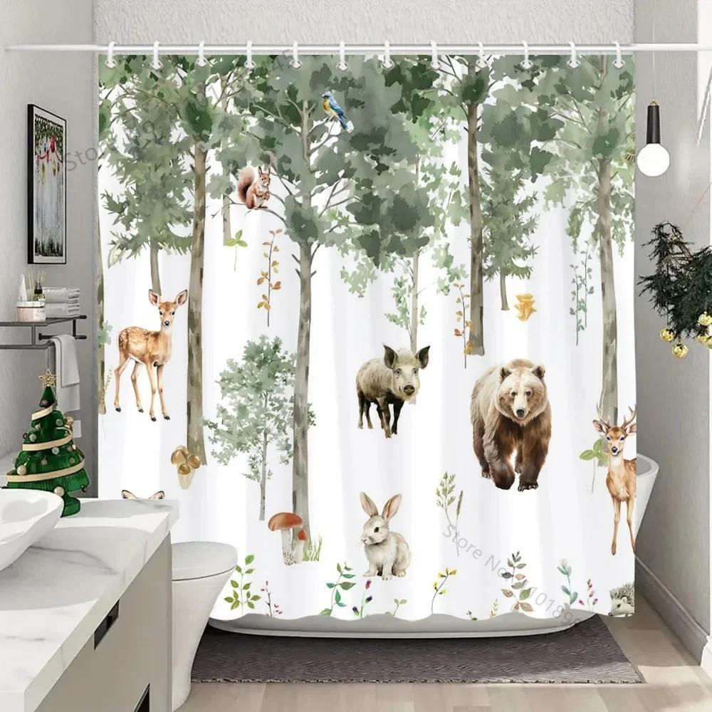 Lustiger Tier Duschvorhang Badewanne Yak Kuh Esel Dschungel Wildtiere Modern Minimalistisch Toilette Lesen Ziege Badezimmer Duschvorha