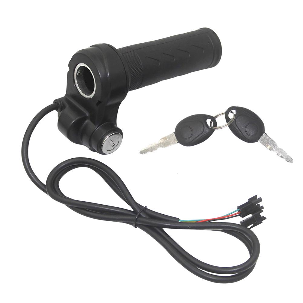 E-Motorcycle Throttle Grip Universal Electric Bicycle Scooter Wire Twist Throttle Grip with 2 Keys Waterproof Speed Controller