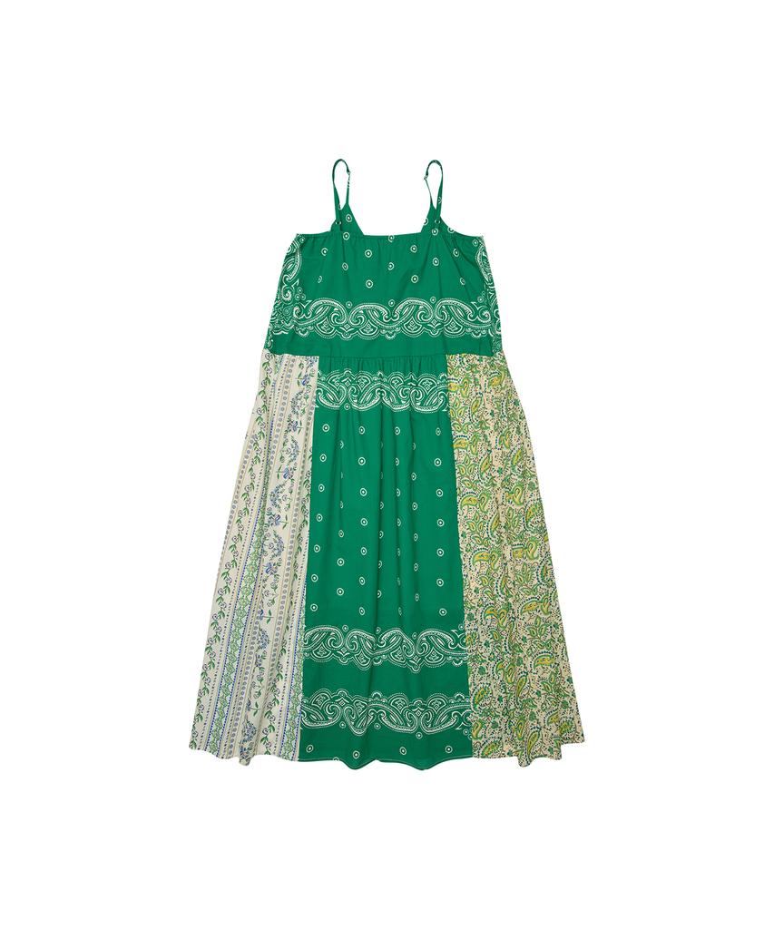 Goteu Patchwork Bandana Dress - Multi Green