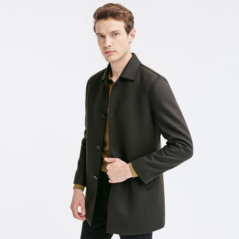 SEPTWOLVES Men's Mid-Length Wool Blend Overcoat
