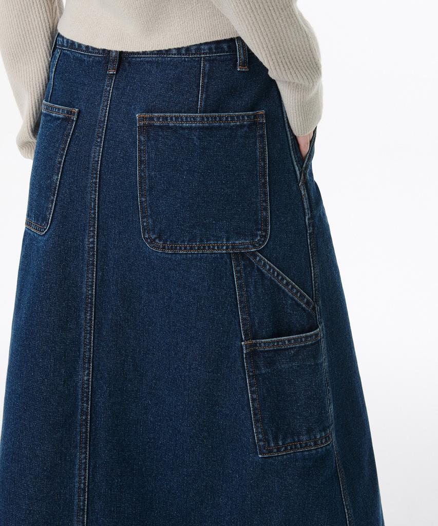 Musinsa Standard Woman Women'S Denim Carpenter Long Skirt [Medium Indigo]