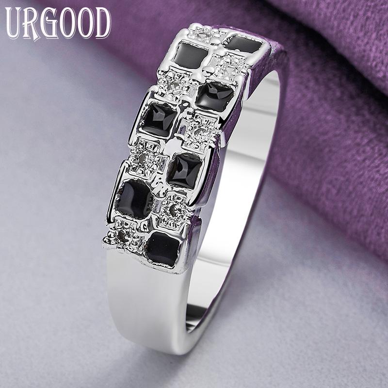 Bague en argent Sterling 925 à carreaux en Zircon AAA, cadeau de fête, bijoux à la mode