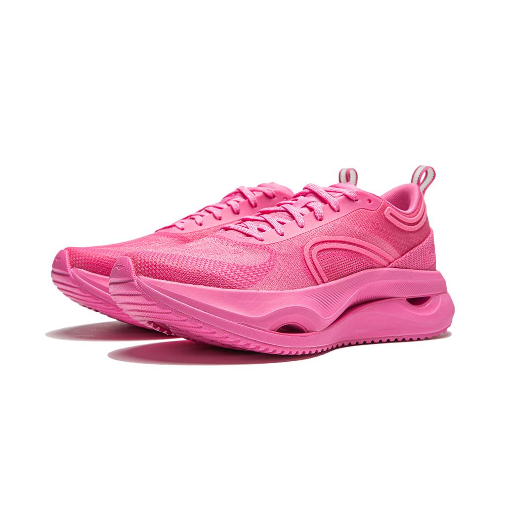 Li Ning Cushioning Slip Resistant Abrasion Resistant Lightweight Rebound Low Top Casual Running Shoes Women's Pink ARHU006-4