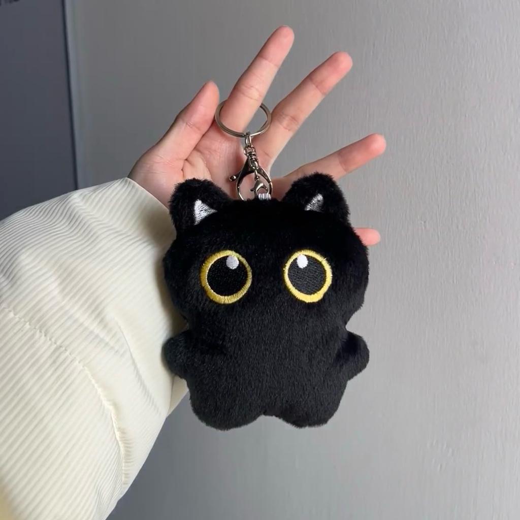 Schwarze Katze Puppe Anhänger Schlüsselanhänger Niedliche Pilot Kleine Schwarze Katze Hängend Rucksack Schlüsselanhänger Kreativer Katzen Plüsch Schlüsselanhänger Geschenk für Handy