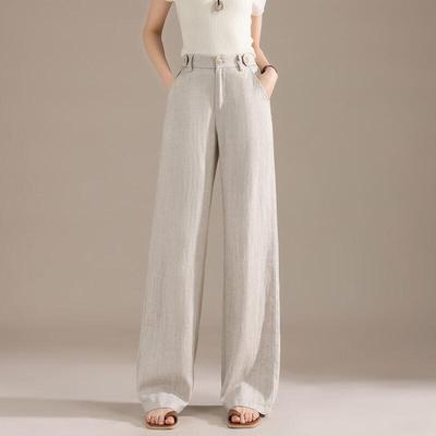 RAIN.CUN Leinenmischung High-Waist Weite Hosen