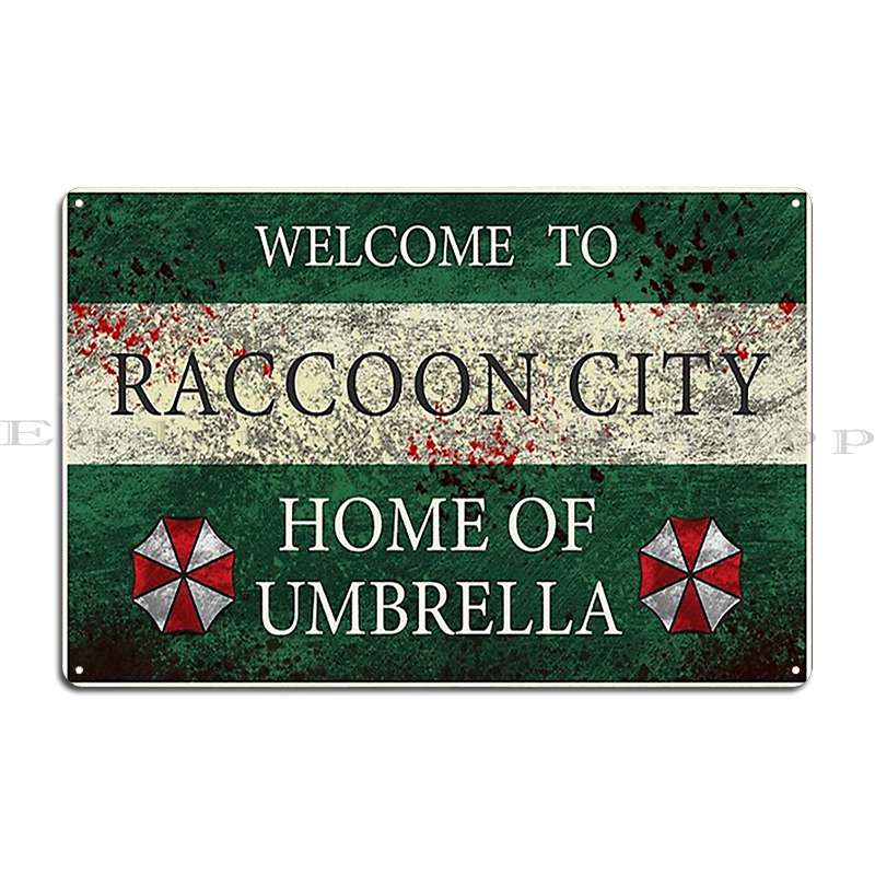 Welcome To Raccoon City Metal Sign PaintingVintage Wall Decor Funny Design Tin Sign Poster