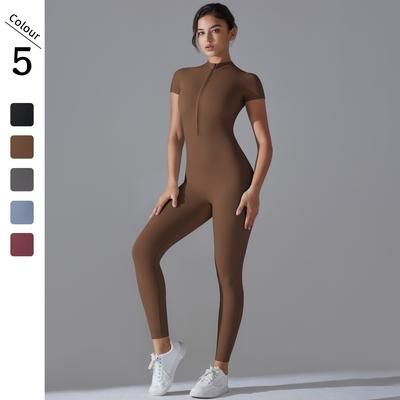 Zíper Yoga Macacão Mulheres Macacão de Dança Ginásio One Piece Fitness Suit Slim Push Up Sports Set