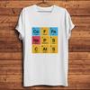 Periodic Table Coffee Naps Cats Funny Chill Geek Tshirt,Casual White Short Sleeve T-Shirt Unise