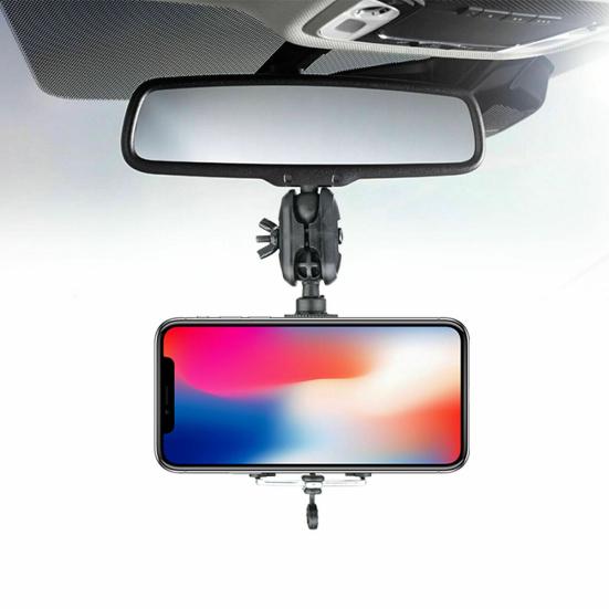 Universal 360 Degree Mirror Mount Phone Car Rearview Holder Extension Bracket
