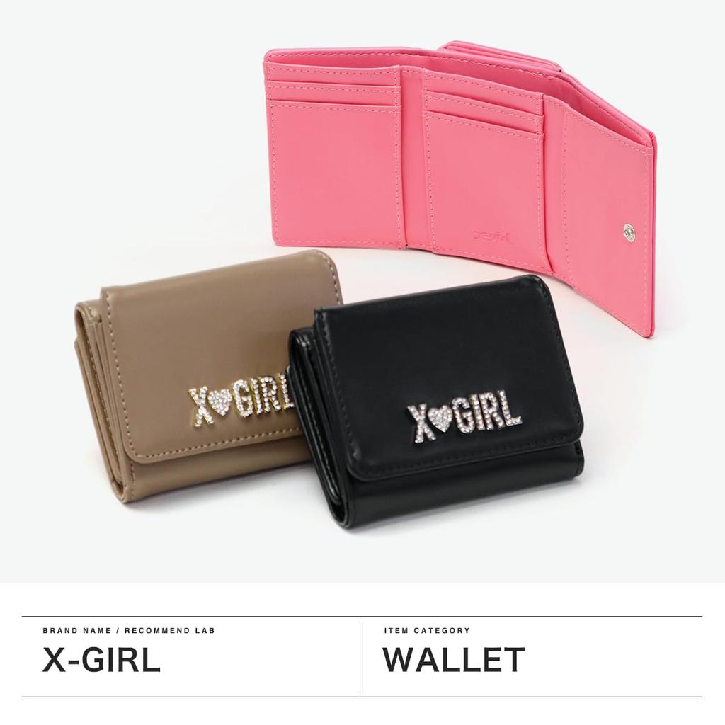 [X-girl] Rhinestone Label Mini Wallet 105252054013 Beige One Size