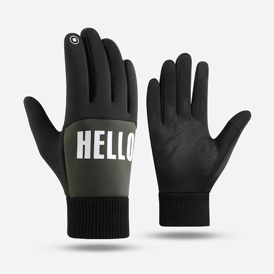 

Getinfit Winter Cycling Gloves Fleece Lined Windproof Waterproof Touch Screen for Sports Running Outdoor зелений