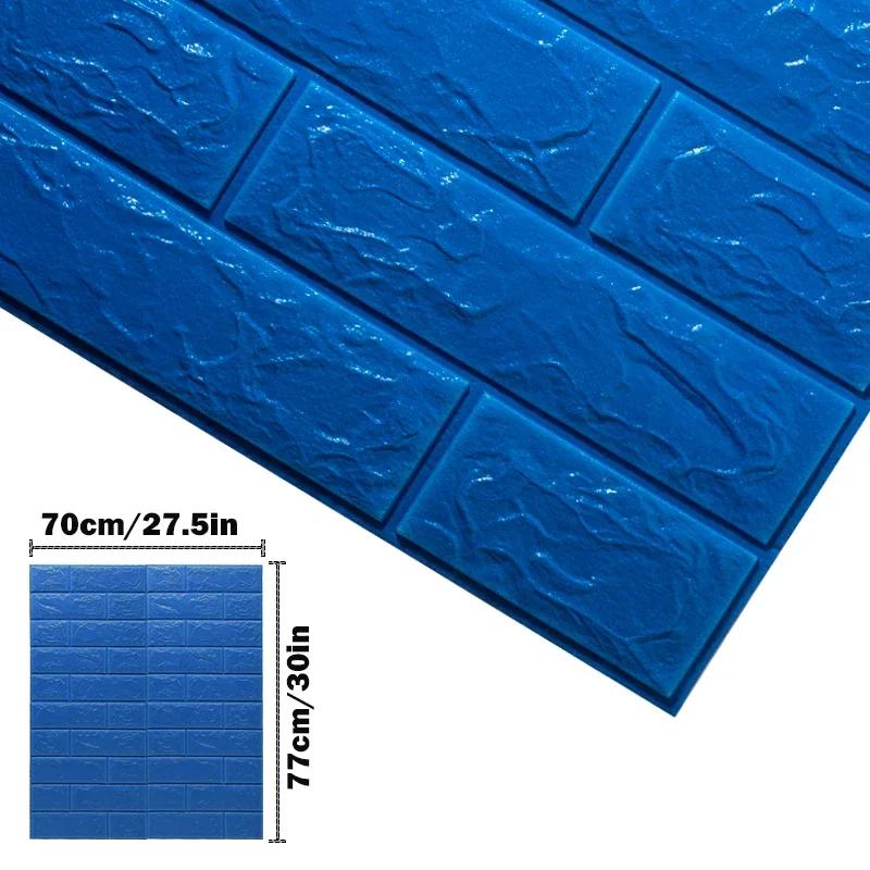 

5шт 3D пенопластовые наклейки на стену имитация кирпича спальня домашний декор водонепроницаемые самоклеящиеся обои своими руками для украшения гостиной 5pcs(70X77cm) синий