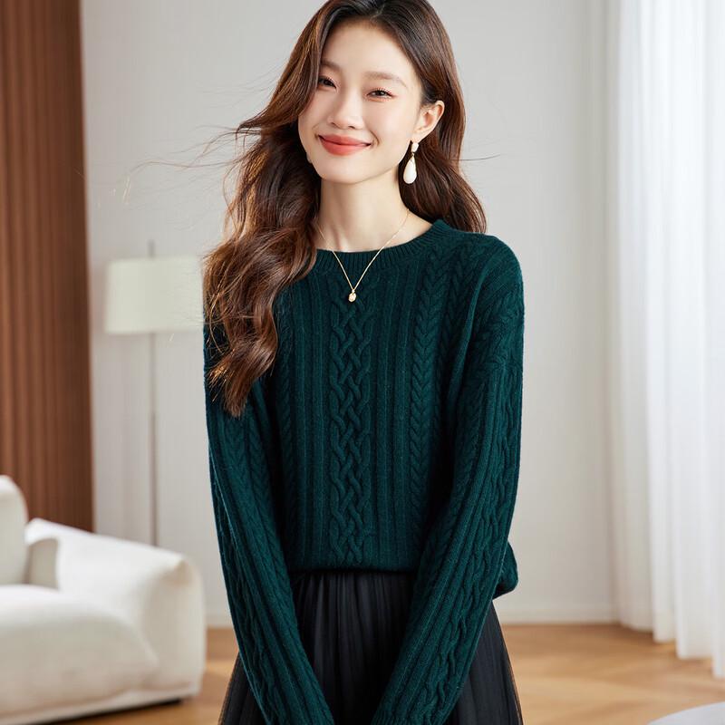 Srcr Women's 100% Wool Thick Cable Knit Sweater