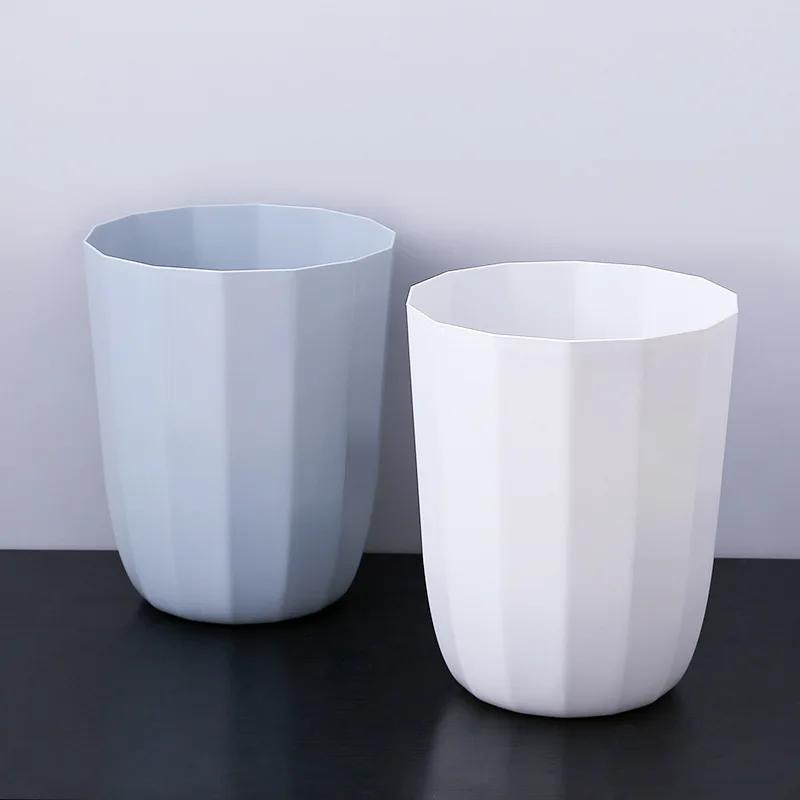 1pc Household Trash Can Open Trash Basket Plastic Basket for Bathroom Bedroom Kitchen (Pink)