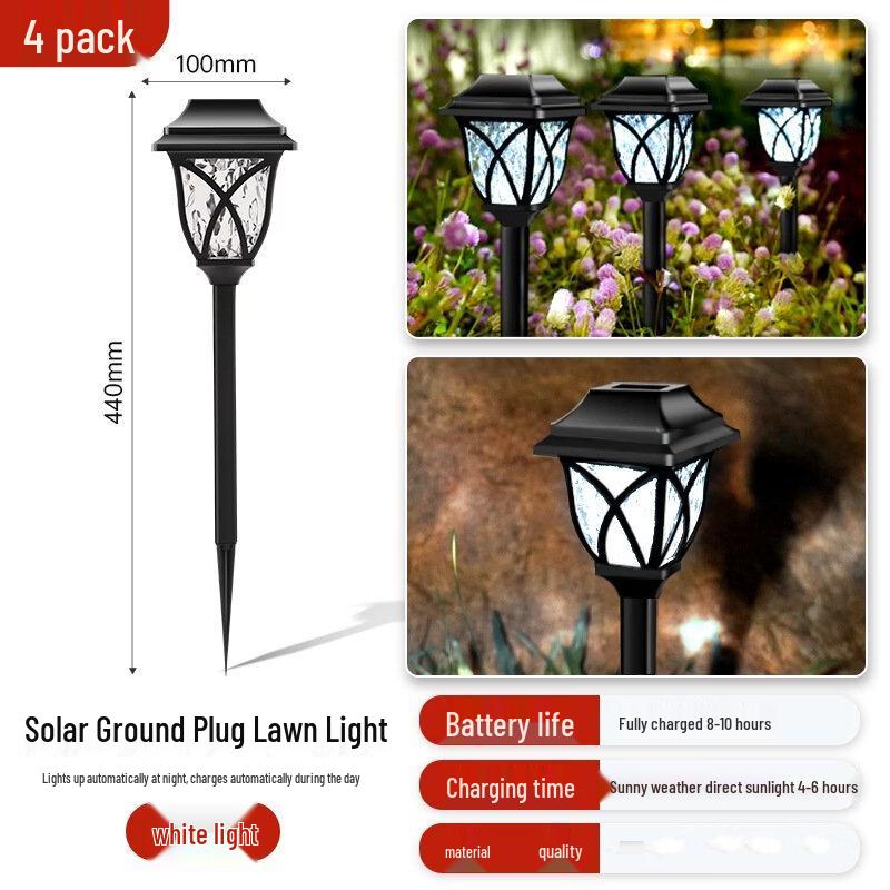 Outdoor Solar Garden Lights (4-Pack, White Light)