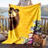 Warm Flannel Blanket Masha and the Bear Pattern, Lightweight Comfortable Throw Blanket for Bed Sofa Use