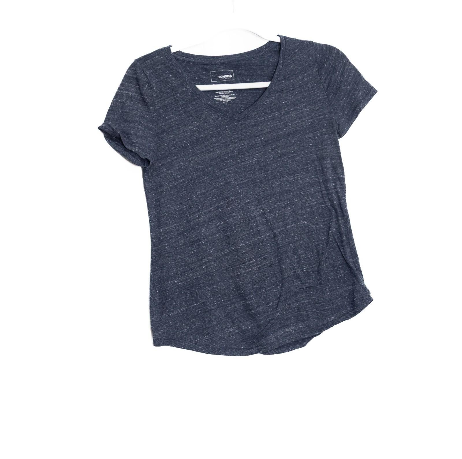 Sonoma Womens Navy Heathered V-Neck T-Shirt Size XS XXL