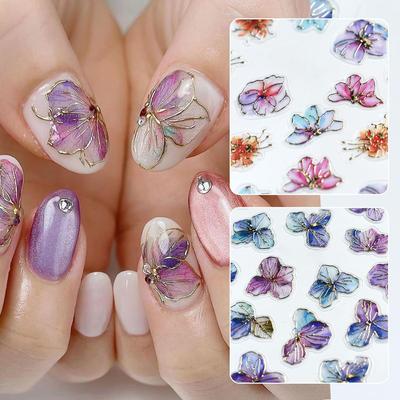 Nail Sealflowernail Stickerhydrangeafoil Stampingpetalfloral Patternrainy seasonspringsummerDIYset 2