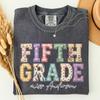 Fifth Grade Comfort Colors Shirt 5th Grade Dream Team Teacher Tee Custom School Name Matching Group T-Shirt Faux Patchwork Back To School