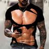 3D Casual Faux Hole Slit Print T Shirt Men White Black Summer Tee Man O Neck Short Sleeve Loose Tops Breathable Couples T Shirts