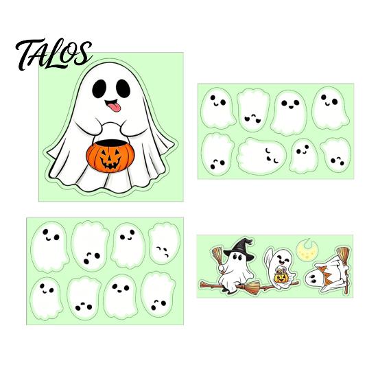 Creative Indoor Outdoor Wall Art Halloween Glow-in-the-Dark Stickers, Cute Cartoon Pumpkin Ghost Decals, Waterproof Glow in The Dark Stickers
