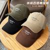New embroidered letter baseball cap for girls, wide-brimmed soft top hat, pure cotton outdoor versatile cap for men