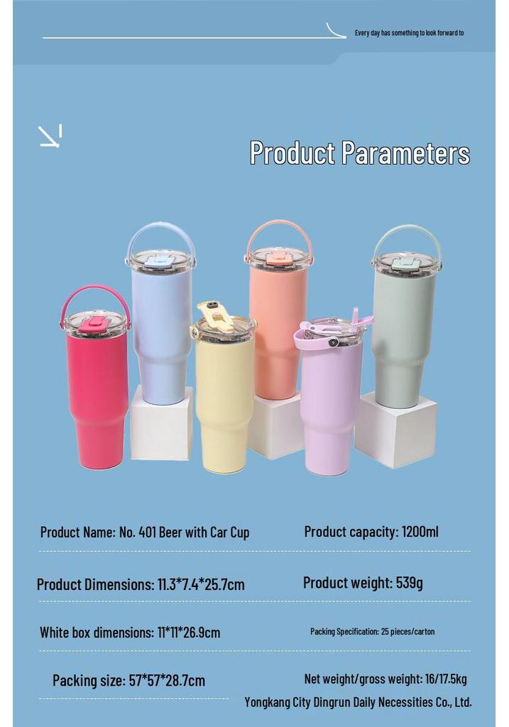 40oz Double-Walled Thermos Cup with Fashionable Lid for Outdoor and Car Use