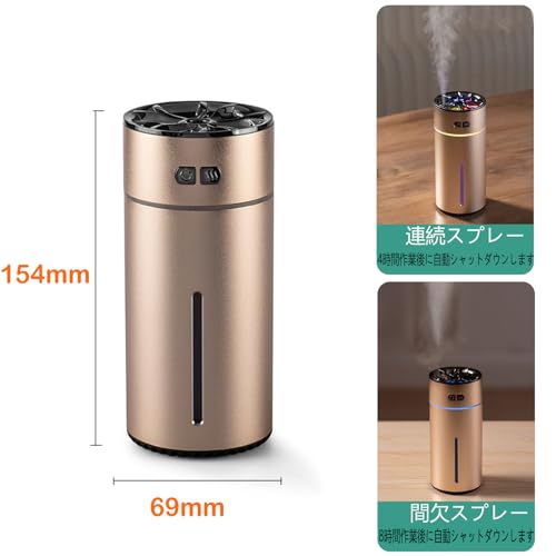 GOOMAND Aroma Diffuser, Ultrasonic, Quiet, Automatic ON/OFF, Large Capacity Battery, USB Powered, Car Nebulizer, Aroma, Fragrance, Ambient Light,