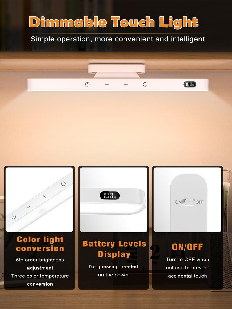 WILLED 5W Remote Touch Table Lamp Magnetic Desk Lamp 2500mAh Rechargeable Battery for Reading Cabinet Mirror Bedside Night Light