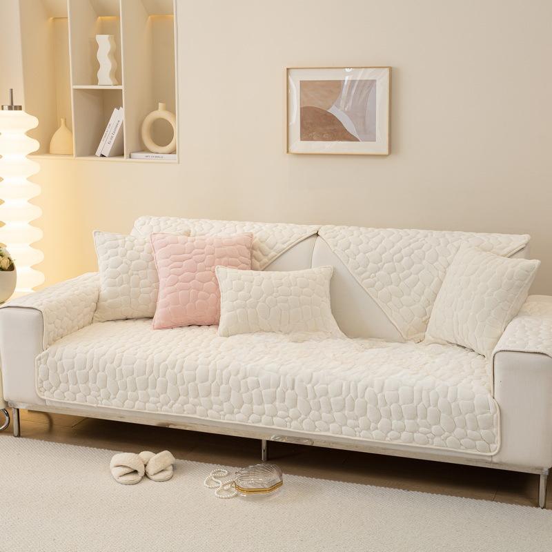 Plush Stone Pattern Sofa Cushion Winter Thickened Non-Slip Quilted Cushion Simple Modern Sofa Cover Cover Cloth