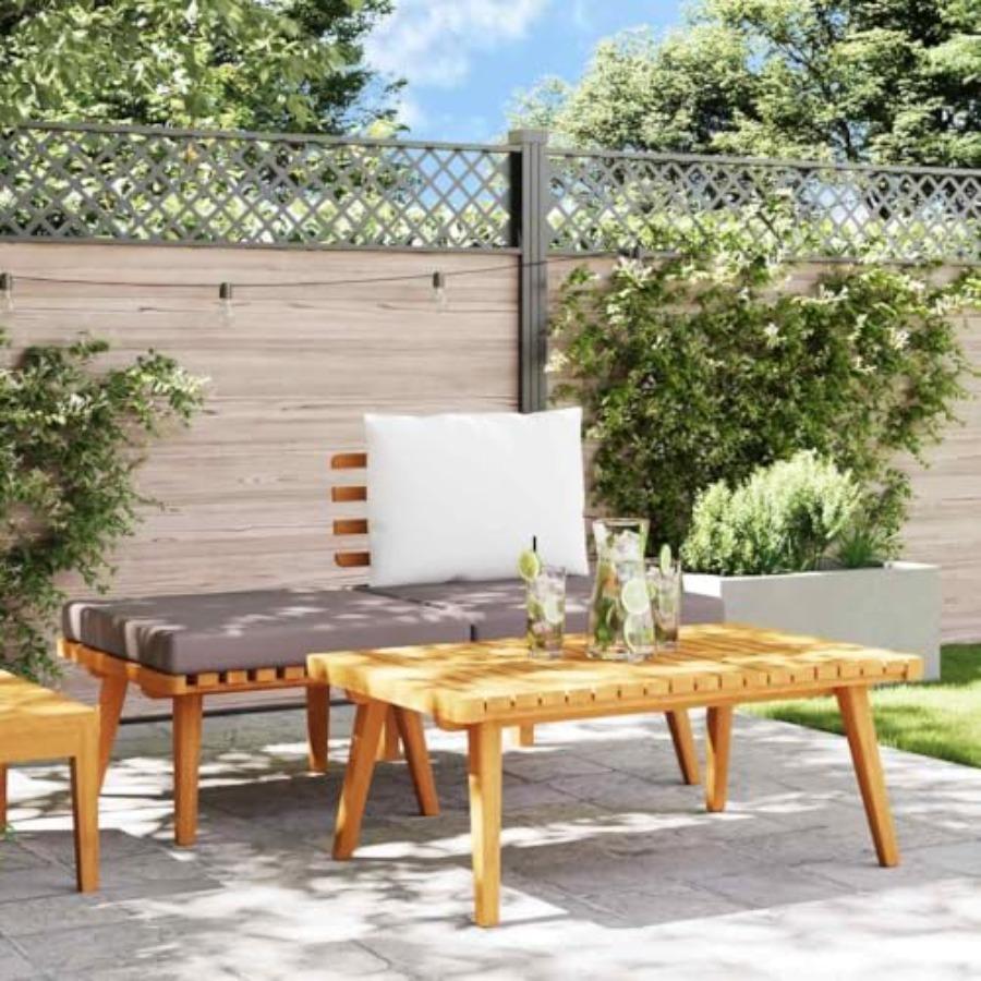 3 Piece Outdoor Sectional Sofa Set Dark Grey White Solid Acacia Wood 23.6 x 35.4 x 13.8 in Weathered Finish Garden Loveseat Pat