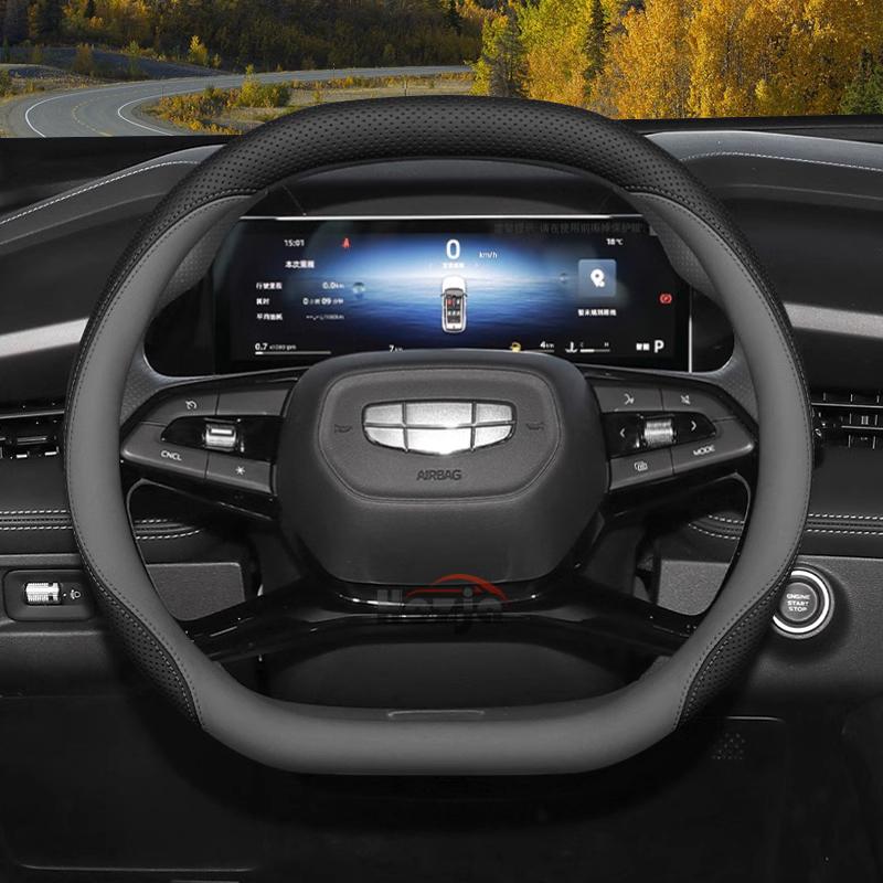 

Шкіряна Накладка на Кермо Автомобіля для Geely Starray Cityray Preface 2025 2026 Аксесуар Double D black gray