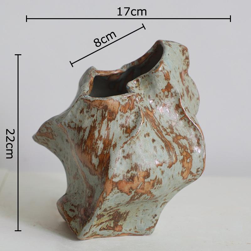 

Retro Imitation Rust Ceramic Vase Mottled Texture Flower Pot Table Decoration Flowers Arrangement Vases Room Aesthetic Decor