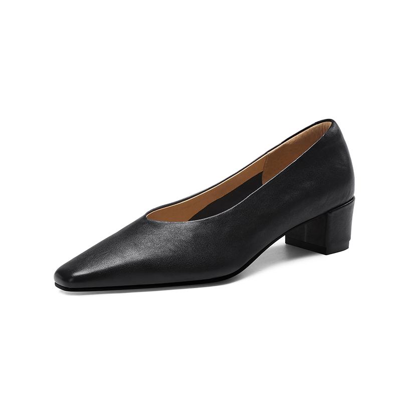 Fashion Genuine Leather Square Toe Shoes for Women High Heeled 2025 Spring Autumn Newest Pumps Wedding Party Shoes Woman Office Pumps
