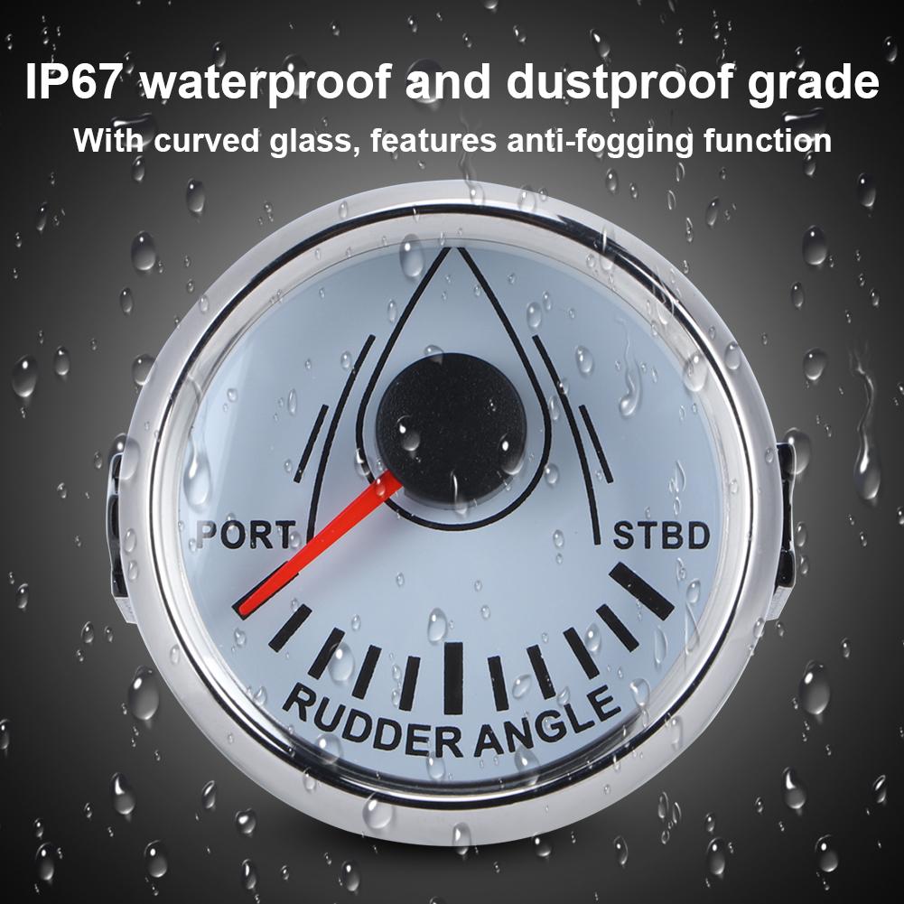 52mm Univerzální indikátor úhlu kormidla pro loď 0 190ohm signál se snímačem kormidla 9 32V podsvícený přístroj pro loď jachtuBílý