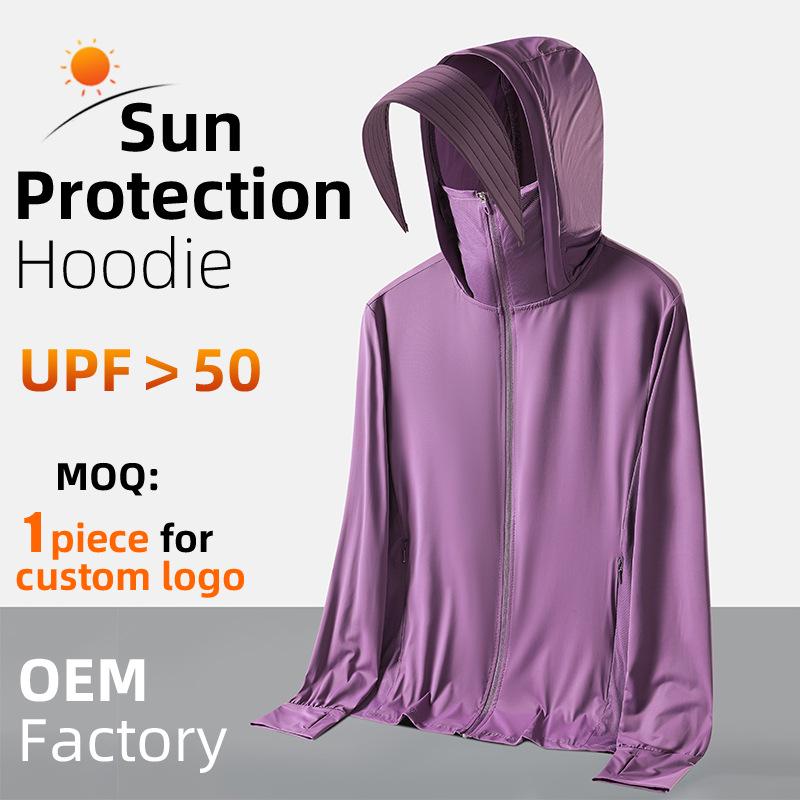 Moletom com Capuz de Proteção Solar de Nylon UPF50+: Design Personalizável Disponível.