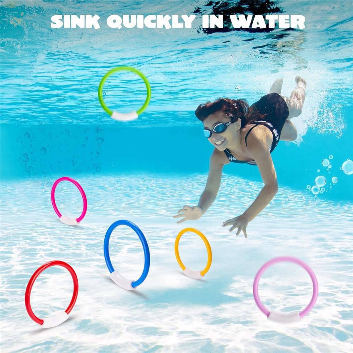 BAAU 16PCS Pool Toys, Colorful Pool Rings for Kids, Underwater Training, Swimming Pool Dive Ring Toy for Kids NONE