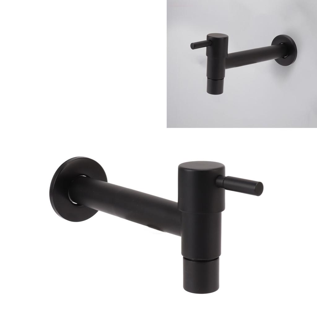 G1Celsius2 Wall Mounted Cold Water Tap 304 Stainless Steel Single Handle Cold Faucet Bathroom Garden Faucet Tap Black