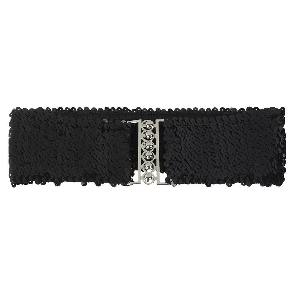 Metal Buckle Sequined Wide Corset Belt Wide Elastic Elastic Waspie Belt Casual Wear