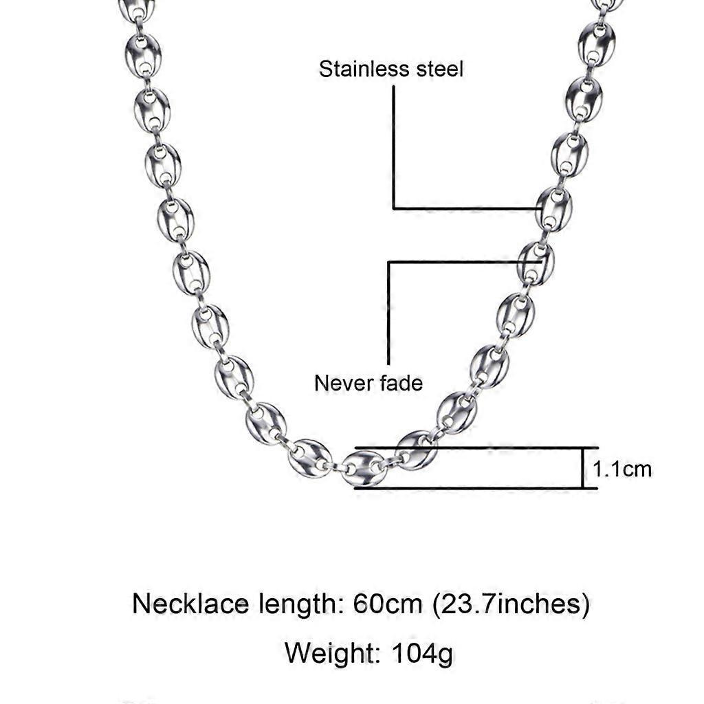 11mm Coffee Beans Chains Bracelets Stainless Steel Hiphop Necklace for Men Women