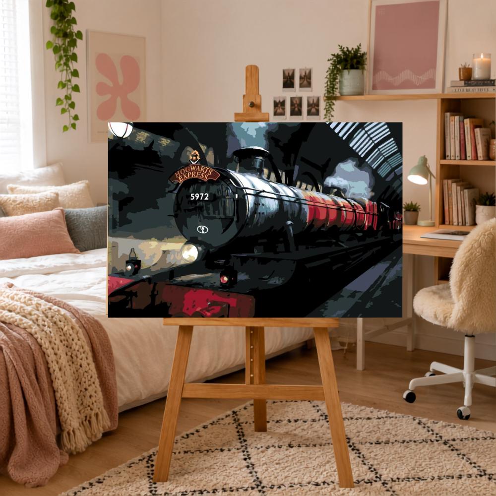Obraz Do Malowania Po Numerach Z Ramą Express Hogwart Nocą 70X50 Cm