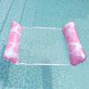 Portable Foldable Water Hammock with Net Backrest Floating Water Bed Inflatable Striped Swimming Pool Mattress Pool Party Toy