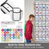 Headphone Storage Classroom,Over The Door Hanging Classroom Headphone Storage with Digital Stickers,35 PVC Clear Organizer Holder Pockets with 4
