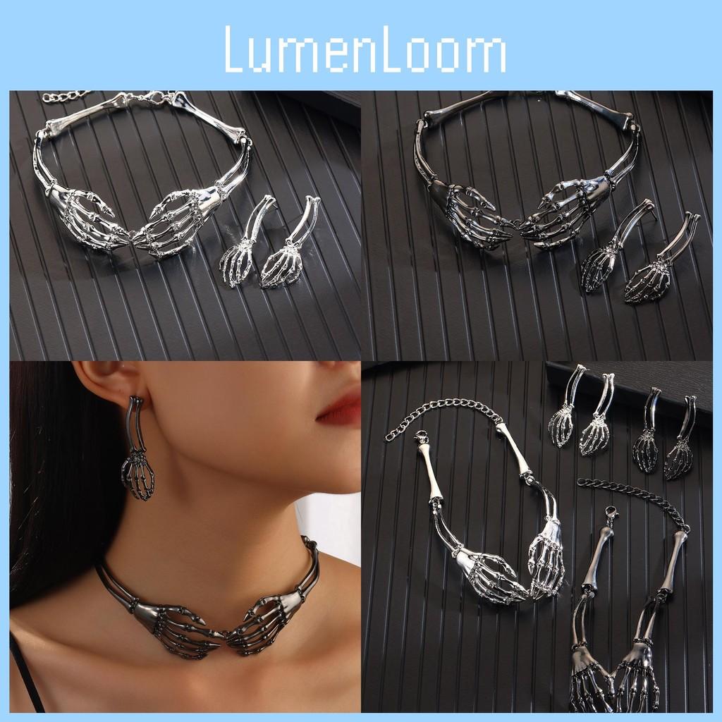 Skeleton Gothic Punk Accessory Set With Metal Bones And Pumpkin Skull For Cosplay Costumes