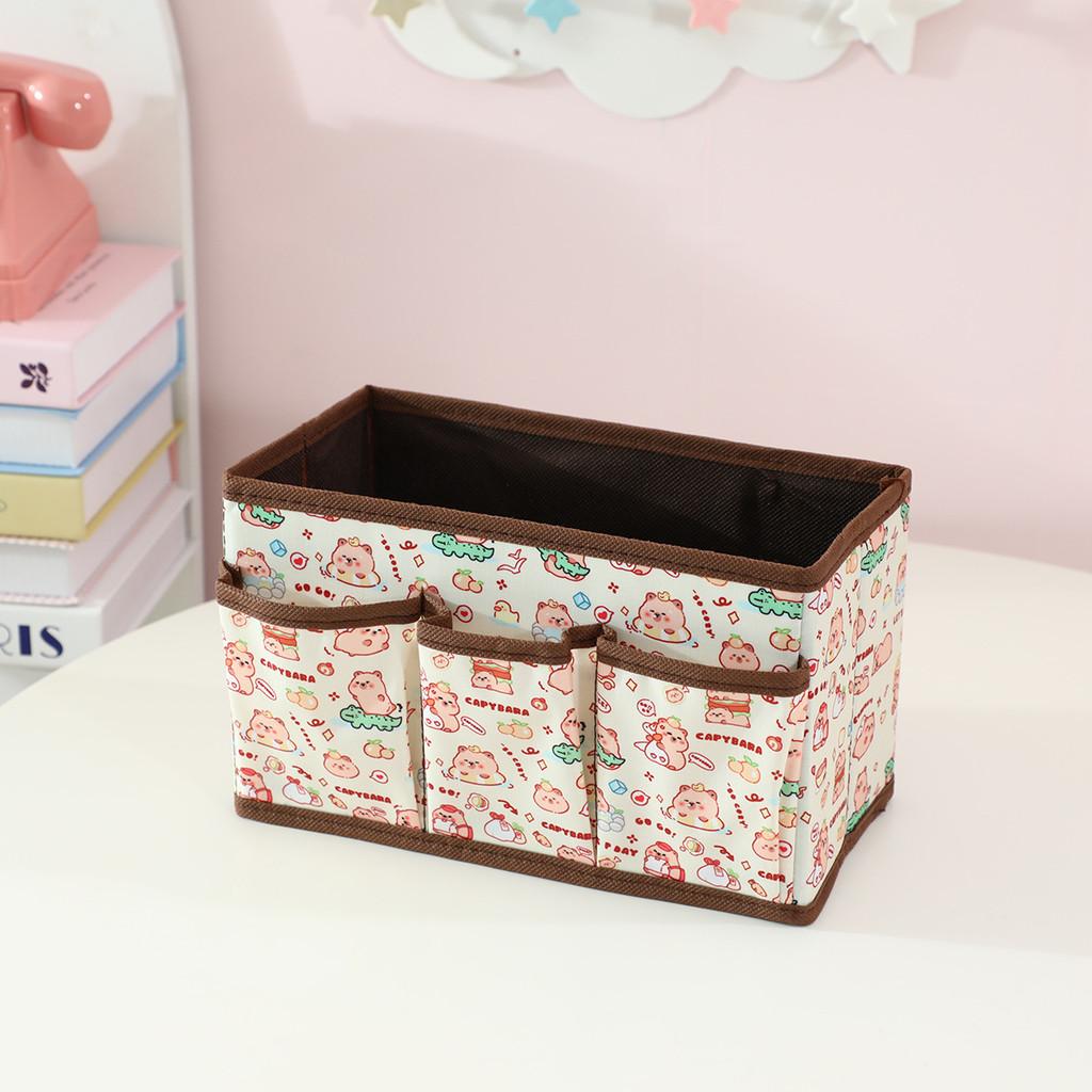Cartoon Kuromi Melody Print Design Fabric Foldable Storage Box With Removable Lid For Living Room And Desk Organization