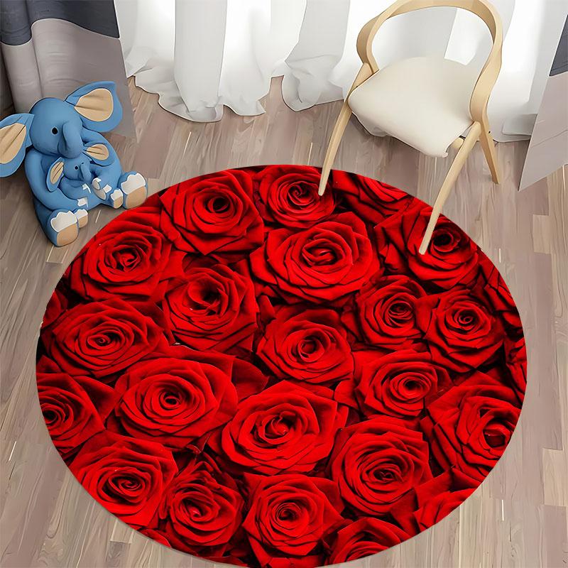 Luxurious Red Rose Carpet for Romantic Spaces round carpet for home sofa bedroom, gift